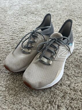 New Balance Fresh Foam ROAV Taupe & Gray Knit Lace-Up Sneakers